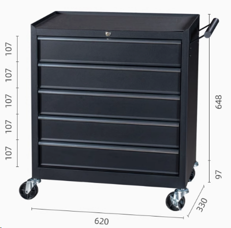 Heavy Duty 5 Drawer Tool Box Trolley Cabinet with Lockable Wheels