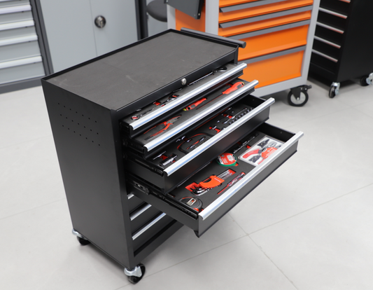 7 Drawer Tool Box Trolley Cabinet with Lockable Wheels-Heavy Duty