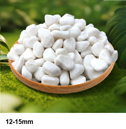 Ultra White Decorative Pebbles 12–15mm – Landscaping & Garden Stone| 20kg