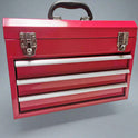 Metal Tool Box with 3 Drawers & Top Storage – Heavy-Duty Steel Small Tool Chest for Tools, Crafts, Home & Office Organization – Portable Desktop Tool Storage Box