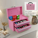 Metal Tool Box with 2 Drawers & Top Storage – Portable Mini Tool Chest, Small Metal Storage Box for Tools, Crafts, Office & Home Organization