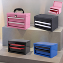 Metal Tool Box with 2 Drawers & Top Storage – Portable Mini Tool Chest, Small Metal Storage Box for Tools, Crafts, Office & Home Organization