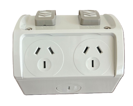 Weatherproof Double GPO 10 Amp IP53 250V – Outdoor Power Point-Grey