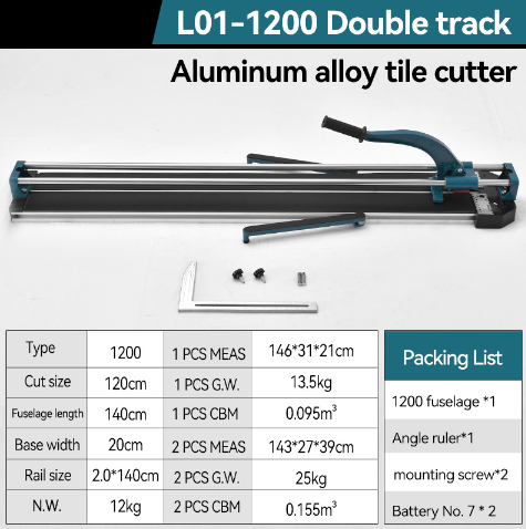 BuddyTools L01-1200 Professional Manual Tile Cutter – 1200mm Heavy-Duty Precision Cutter
