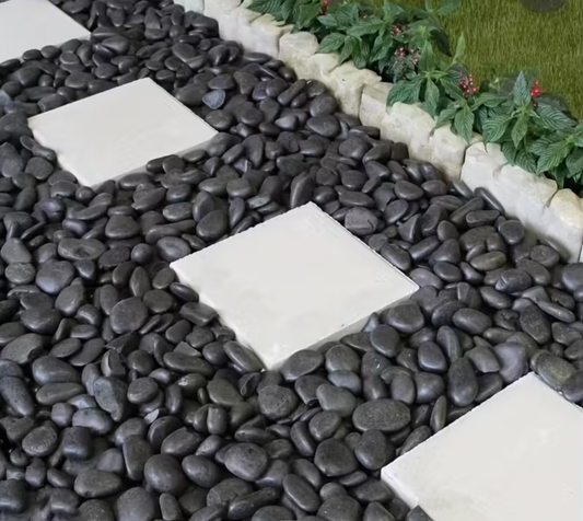Premium Black Pebbles 20kg | Decorative Garden Stones | Landscaping Rocks
