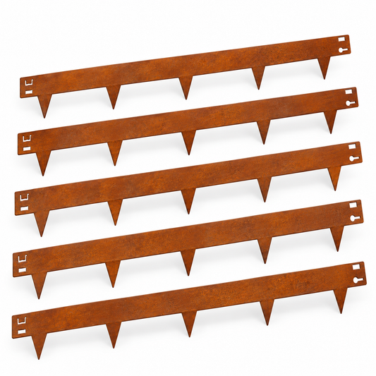 5m Corten Steel Garden Edging Kit | Built-In Spikes | Heavy Duty Landscape Border