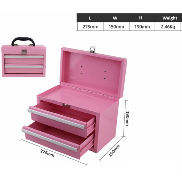 Metal Tool Box with 2 Drawers & Top Storage – Portable Mini Tool Chest, Small Metal Storage Box for Tools, Crafts, Office & Home Organization