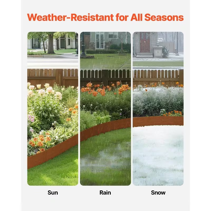 Metal Rust Garden Edging with 3.15" Sharp Spikes – Heavy Duty Steel Landscape Border,5m