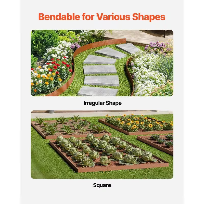 Metal Rust Garden Edging with 3.15" Sharp Spikes – Heavy Duty Steel Landscape Border,5m