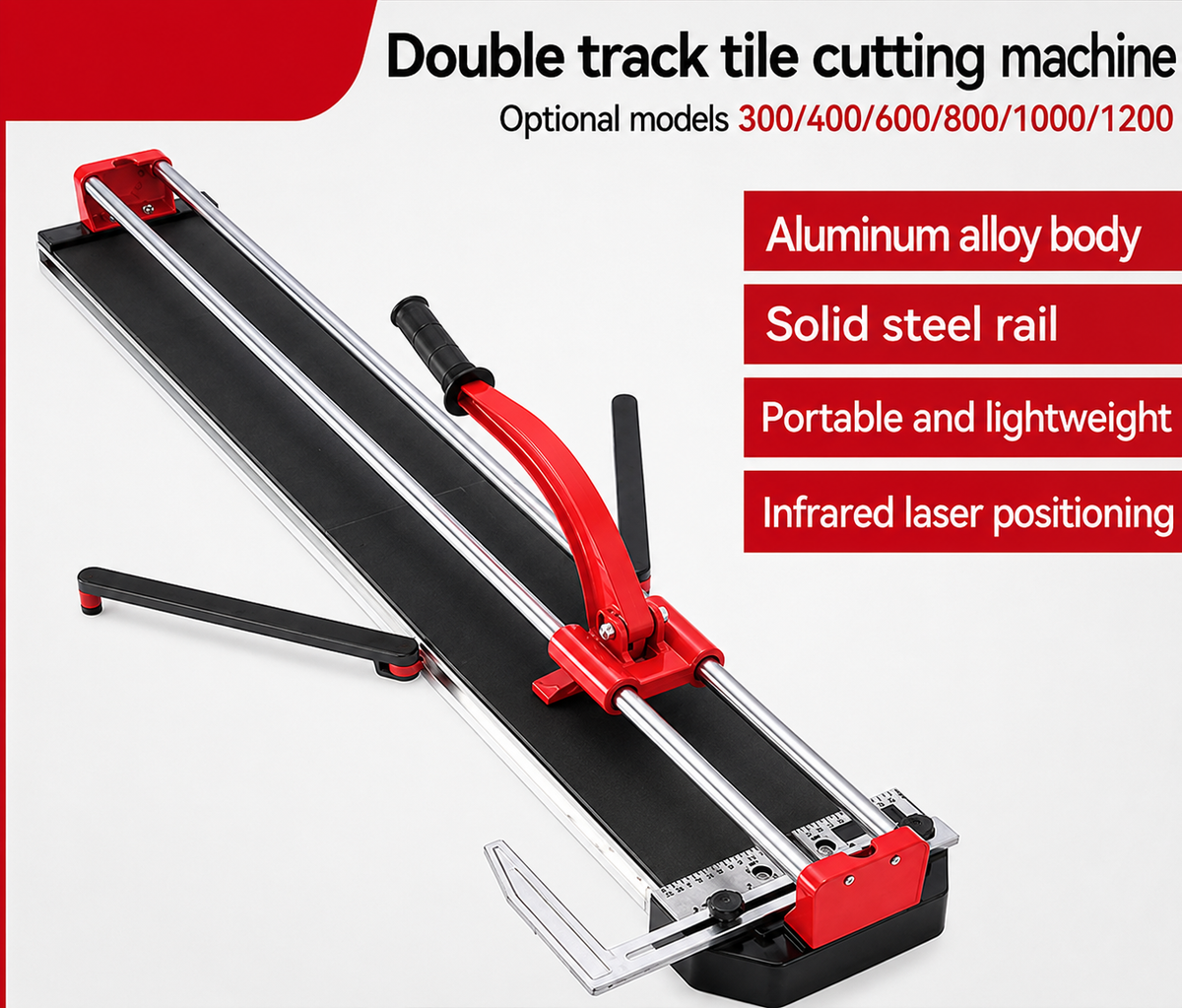 600mm Heavy Duty Manual Tile Cutter with Laser Guide | Double Rail | Ceramic & Porcelain