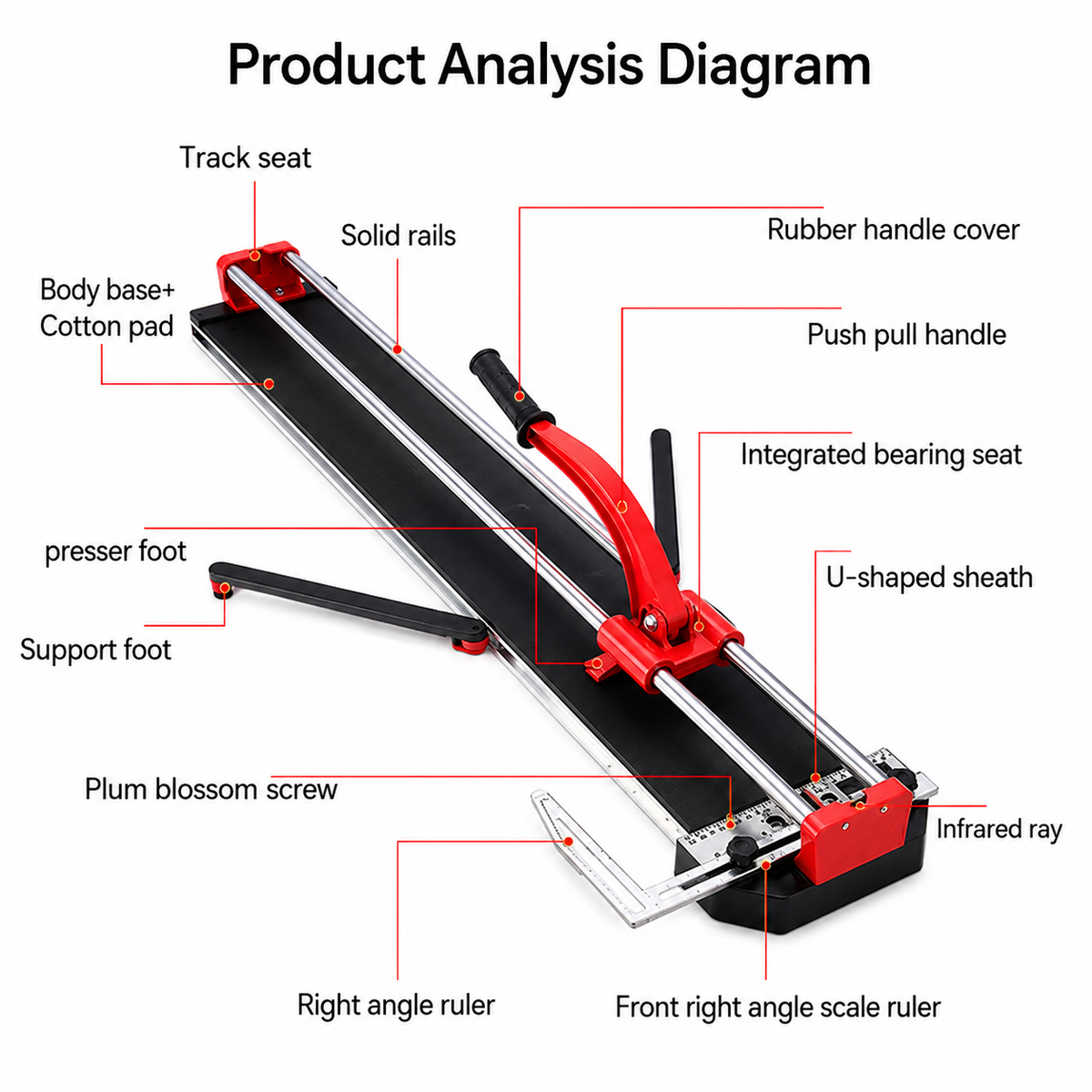 600mm Heavy Duty Manual Tile Cutter with Laser Guide | Double Rail | Ceramic & Porcelain