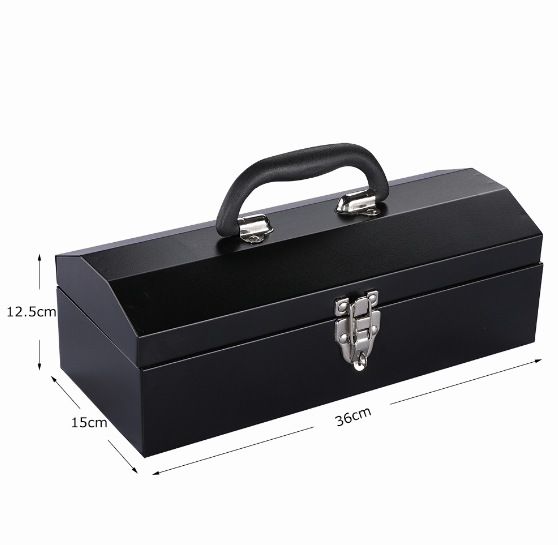 Portable Steel Tool Box with Metal Latch Closure, Anti-Slip Base & Ergonomic Handle - Heavy Duty Multi-Purpose Storage